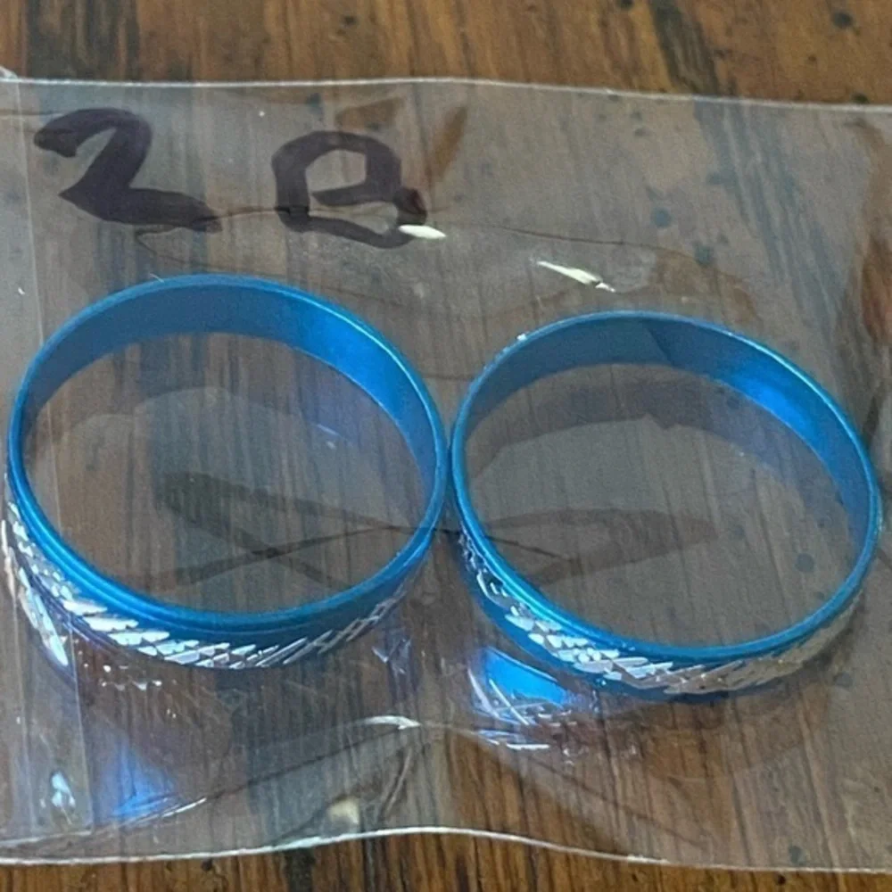 NEW - Fine Fashion Unisex Lightweight Aluminum 2 Count Rings (Blue / 16-19MM)